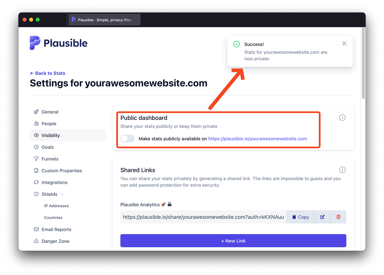 Make your website stats public